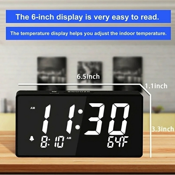 DUAL ALARM CLOCK Digital 24HR USB Charger Large Display Dimmable New - Picture 9 of 12